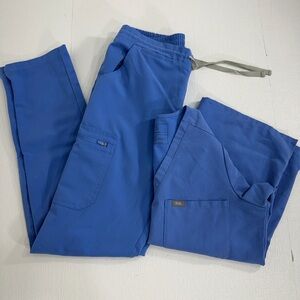 Figs scrub pants and top set blue size S